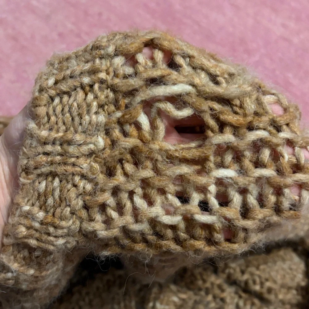 Mango MNG Chunky Knit Wool Blend Knit Sweater in Tan
